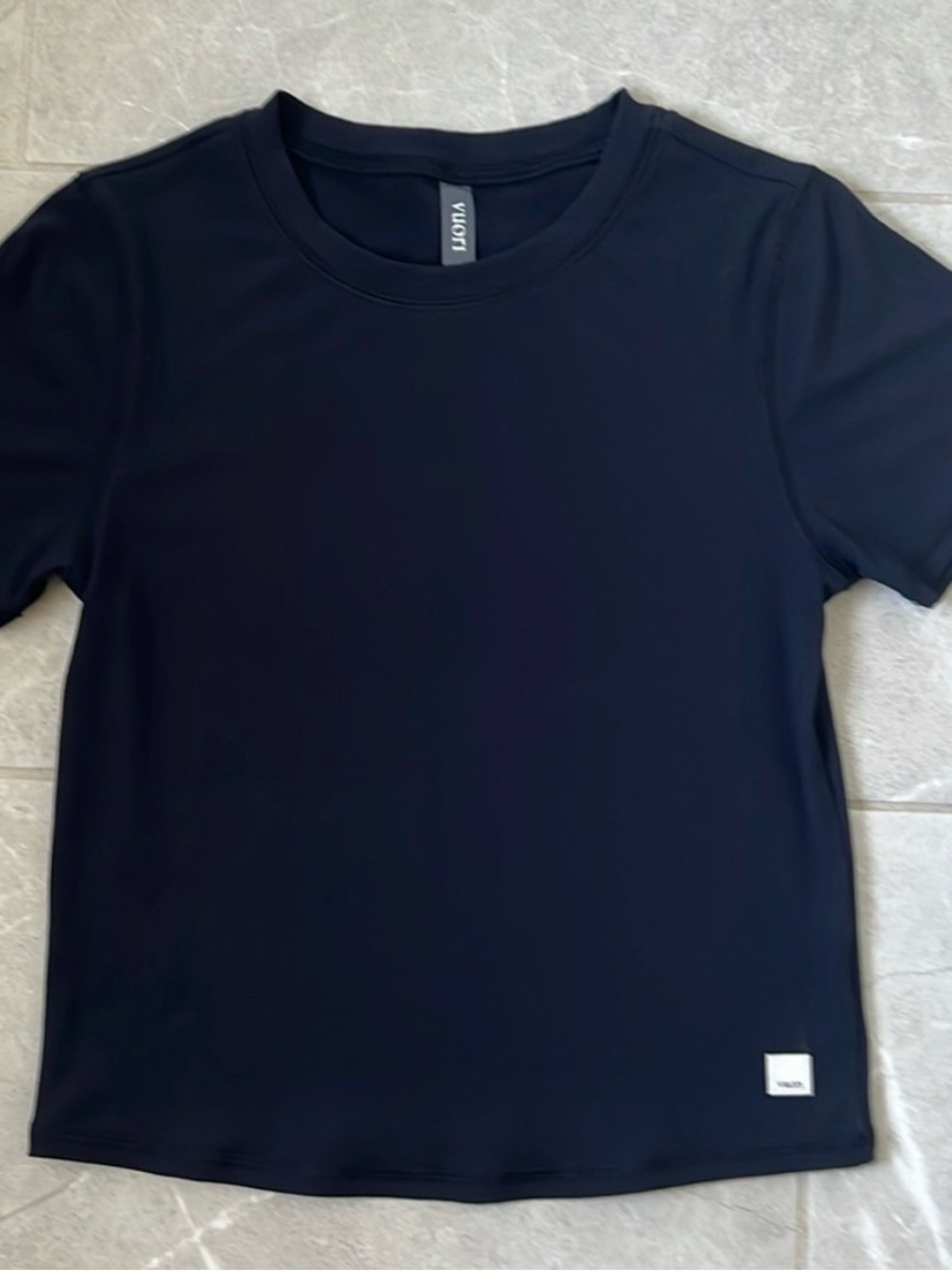 Vuori Pose Black Ribbed Crew Tee